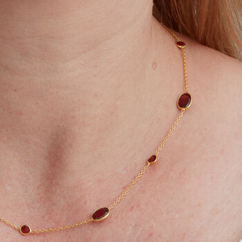 Garnet Pebble Gold Plated Silver Chain Necklace, 4 of 11