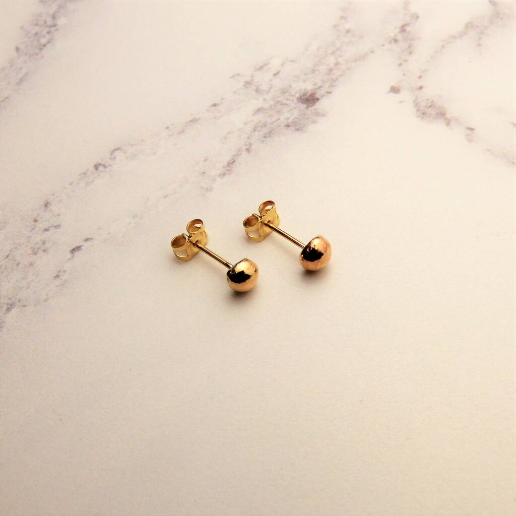 Recycled Yellow Gold Pebble Stud Earrings By Kirsty Taylor Goldsmiths