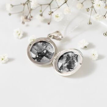 Engraved Birthflower Round Sterling Silver Locket, 3 of 12
