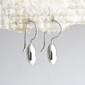 Sterling Silver Liquid Bean Drop Earrings, 2 of 3