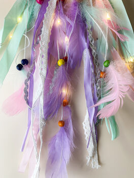 Pastel Unicorn Head LED Light Dream Catcher For Kids, 5 of 6