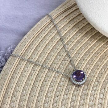 Round Amethyst 925 Sterling Silver Necklace, 2 of 4