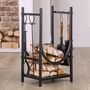 Black Iron Dual Fireplace Tools And Log Rack, thumbnail 1 of 5