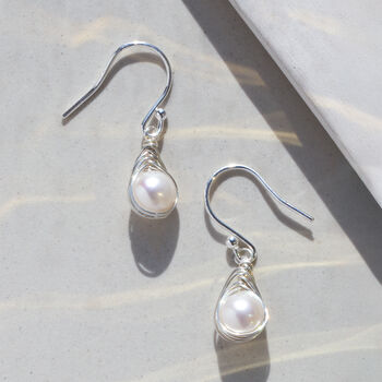 All Wrapped Up Silver And Pearl Earrings, 2 of 9