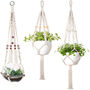 Pack Of Three Macrame Plant Hangers Indoor Planters, thumbnail 3 of 4