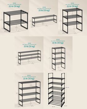 Stackable Shoe Storage Organiser Rack Metal Shelf, 2 of 9