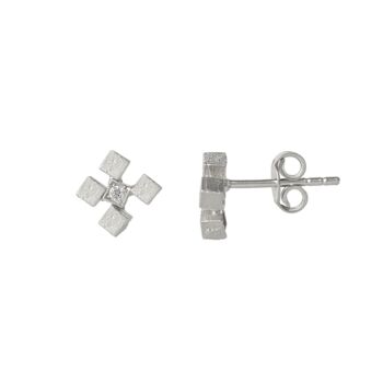 Four Cube Blocks Textured Sterling Silver Stud Earrings, 4 of 7
