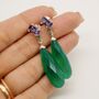 Green Onyx, Emerald, Amethyst Dangle Earrings, thumbnail 3 of 10