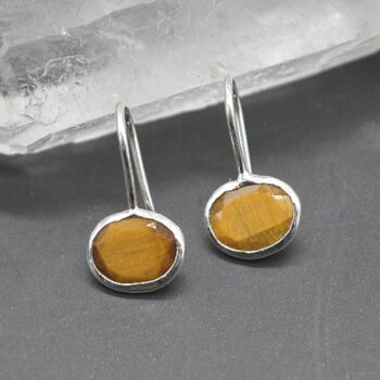 Tigers Eye Silver Drop Earrings, 5 of 8