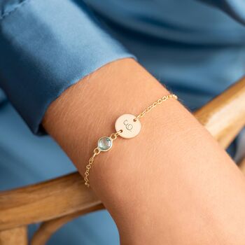 Personalised Initial Disc And Birthstone Bracelet, 7 of 12