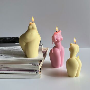 Scented Pastel Pink Sculpture Body Pillar Candle L, 3 of 3