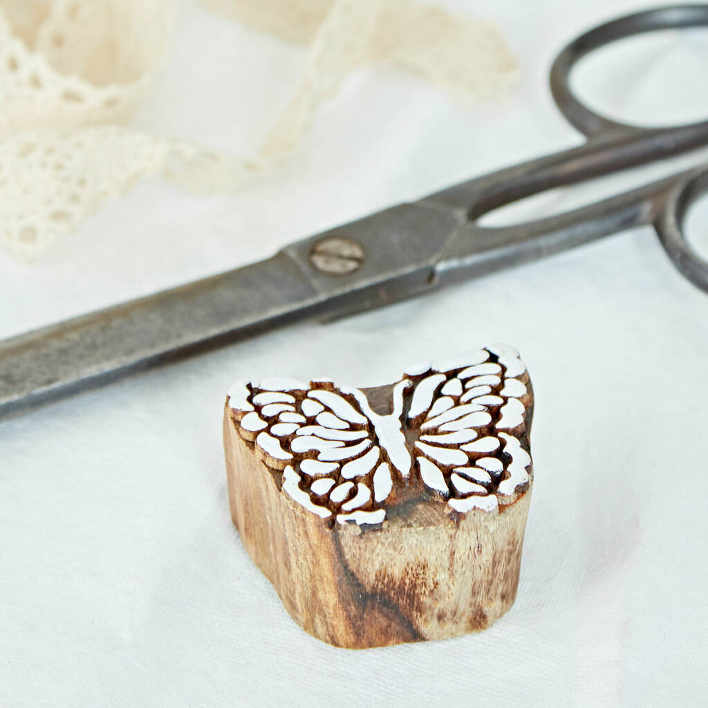 Carved Wooden Butterfly Block, 1 of 4