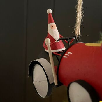 Santa In His Red Tractor Hanging Decoration, 5 of 5