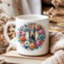 Personalised Doberman Floral Summer Dog Wreath Gift Keepsake Mug, thumbnail 1 of 2