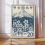 Japanese Mount Fuji Vintage Stamp Art Print, thumbnail 1 of 3