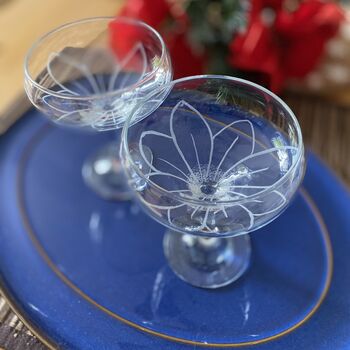 Personalised Floral Inspired Coupe Glasses, 3 of 5