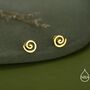 Koru Circle Spiral Screw Back Earrings In Sterling Silver, thumbnail 3 of 10