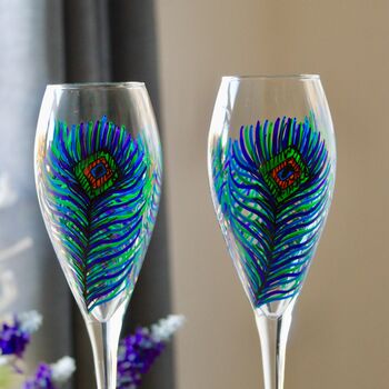 Peacock Feather Champagne Flute, 2 of 5