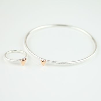 Devotion Silver Bangle With Rose Gold Plated Heart, 6 of 7