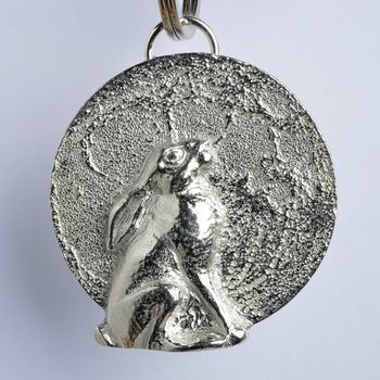 Hare Staring At The Moon Pewter Keyring, Hare Gifts, 5 of 8