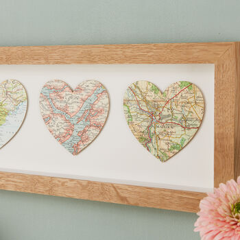 Three Personalised Map Heart Print, 2 of 12