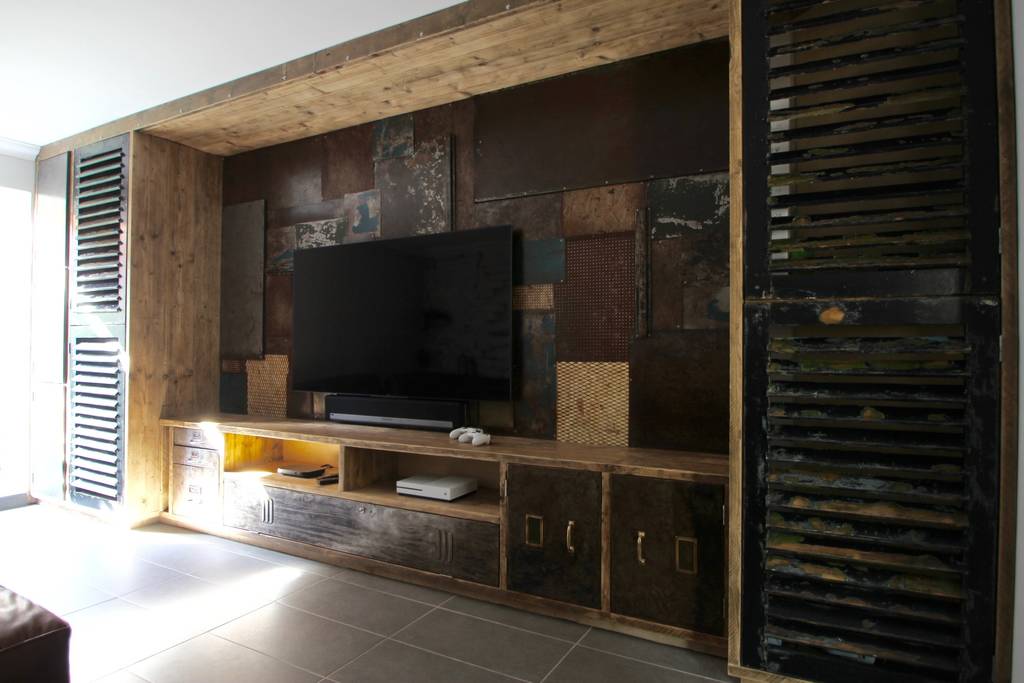 Tunni Media Unit With Patchwork Feature Wall, 1 of 11