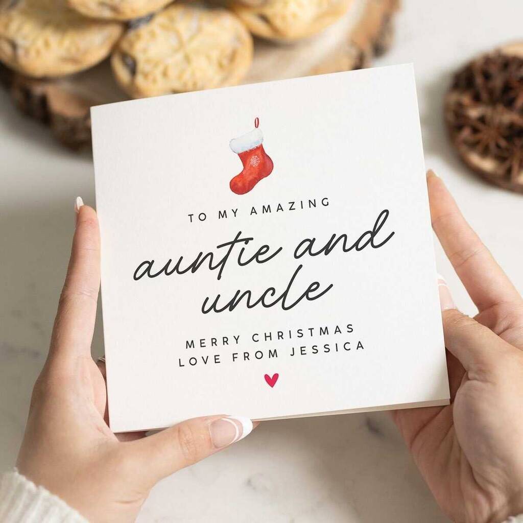 Personalised Auntie And Uncle Merry Christmas Card, 1 of 7