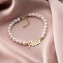Freshwater Pearl Bracelet With Name Plate, thumbnail 1 of 7