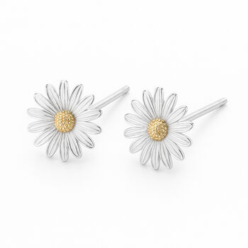 Sterling Silver And Gold Daisy Stud Earrings – 7mm, 2 of 8