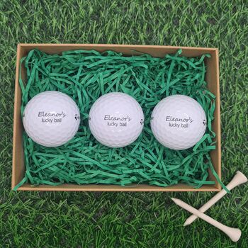 Three Personalised Golf Balls ''.. ..'S Lucky Ball!'', 2 of 6
