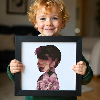 Custom Child Family People Silhouette Portrait Print, 4 of 6