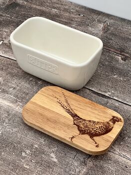 Pheasant White Butter Dish, 2 of 5