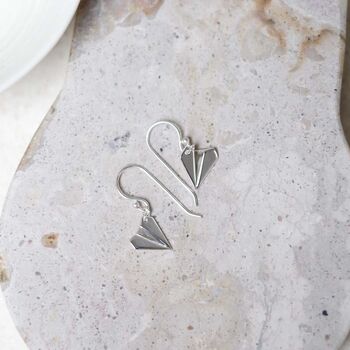 Sterling Silver Dangly Paper Airplane Earrings, 8 of 9
