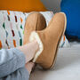 100% Natural Sheepskin Slippers Hard Sole In Beige, thumbnail 1 of 6