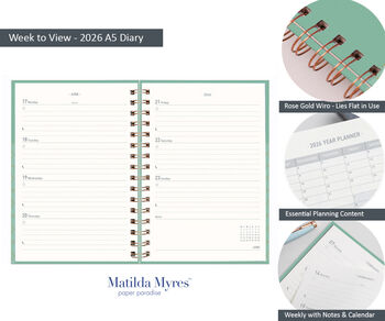 2026 Diary Matilda Myres A5 Week In View Wiro Personalised, 2 of 12