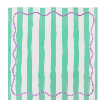 Pale Pink And Mint Green Striped Cotton Napkins X Four, 2 of 4