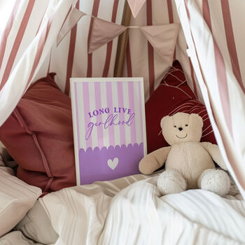 Purple Long Live Girlhood Nursery Print, 8 of 8