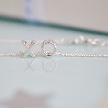 Sterling Silver Hugs And Kisses X O Necklace, 6 of 7