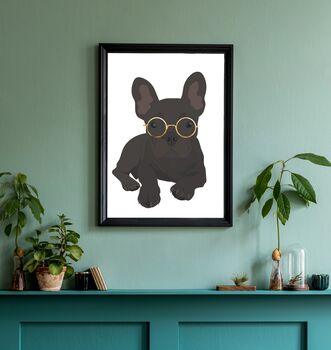 Custom Pet Portrait Wearing Glasses Personalised Dog Cat Gift, 11 of 12