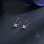 Sterling Silver Cz Hydrangea Flower Huggie Hoop Earrings, thumbnail 1 of 12