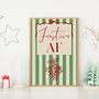A4 Christmas Art Print, Festive Af, Green Stripes, thumbnail 2 of 4