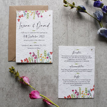 Wildflower Recycled Paper Plantable Wedding Invitations, 8 of 12