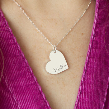 Personalised Name Silver Plated Heart Valentines Necklace, 2 of 12