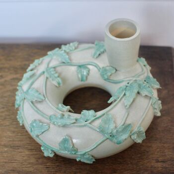 Ceramic Leafy Wreath Ring Candlestick, 3 of 4