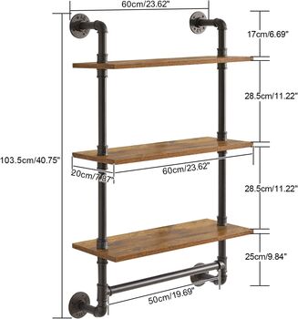 Three Tier Floating Storage Shelves With Towel Rail, 6 of 6