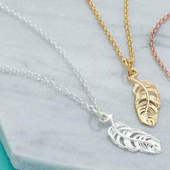 Feather Necklace, Sterling Silver Or Gold Plated, 5 of 12