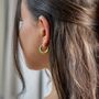 18ct Gold Plated Textured Creole Hoop Earrings, thumbnail 2 of 7