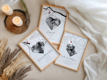 Personalised Engagent Map And Photo Print, Engagement Gift, 4 of 5