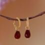 Red Agate Pomegranate Seed Twisted Huggie Hoop Earrings, thumbnail 4 of 11