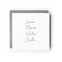 Love Phonetic Alphabet Greeting Card – Lima Oscar Victor Echo, thumbnail 1 of 8